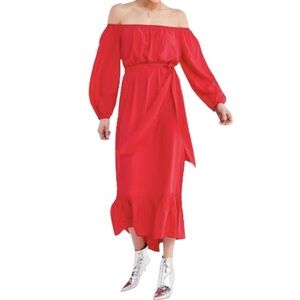 Urban Outfitters Red Maxi Dress Off Shoulder